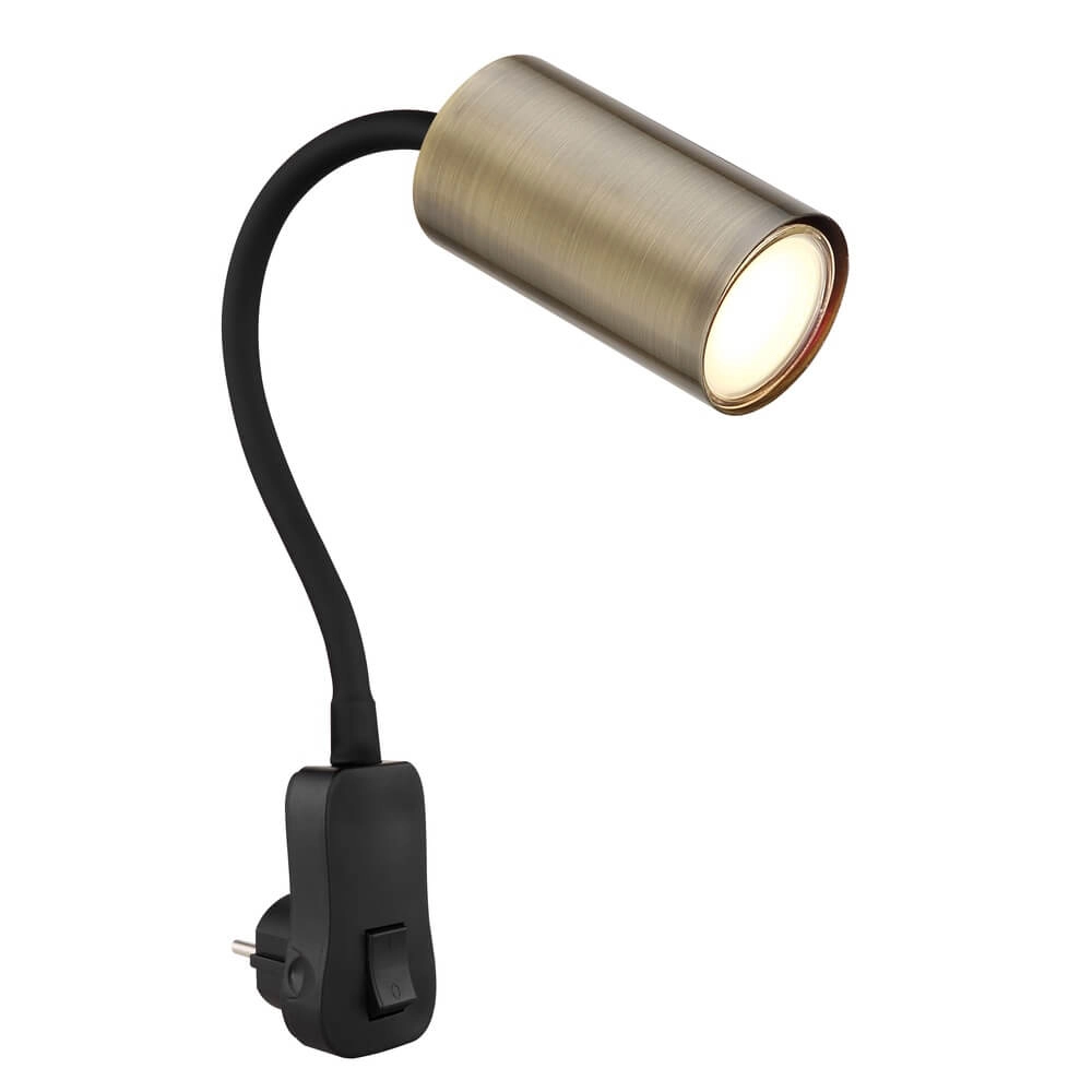 Zwarte lamp Robby stopcontact met messing Zwarte lamp Robby stopcontact met messing