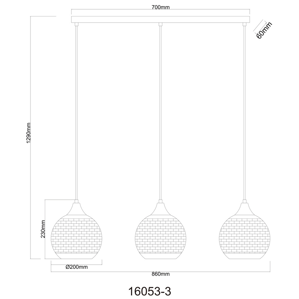 3-lichts hanglamp Lourdes wit Globo 9007371509072