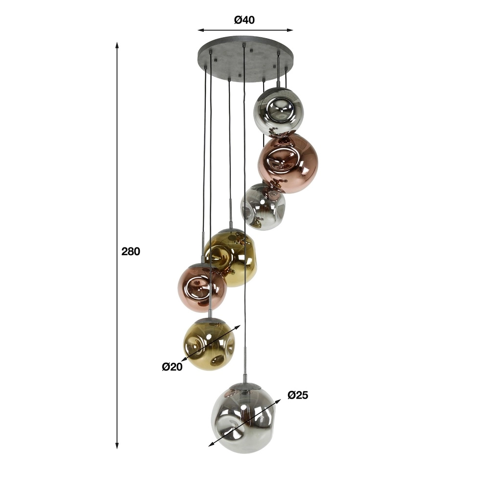 Vide hanglamp Stellar 7 glazen bollen Lyora 8716803511699