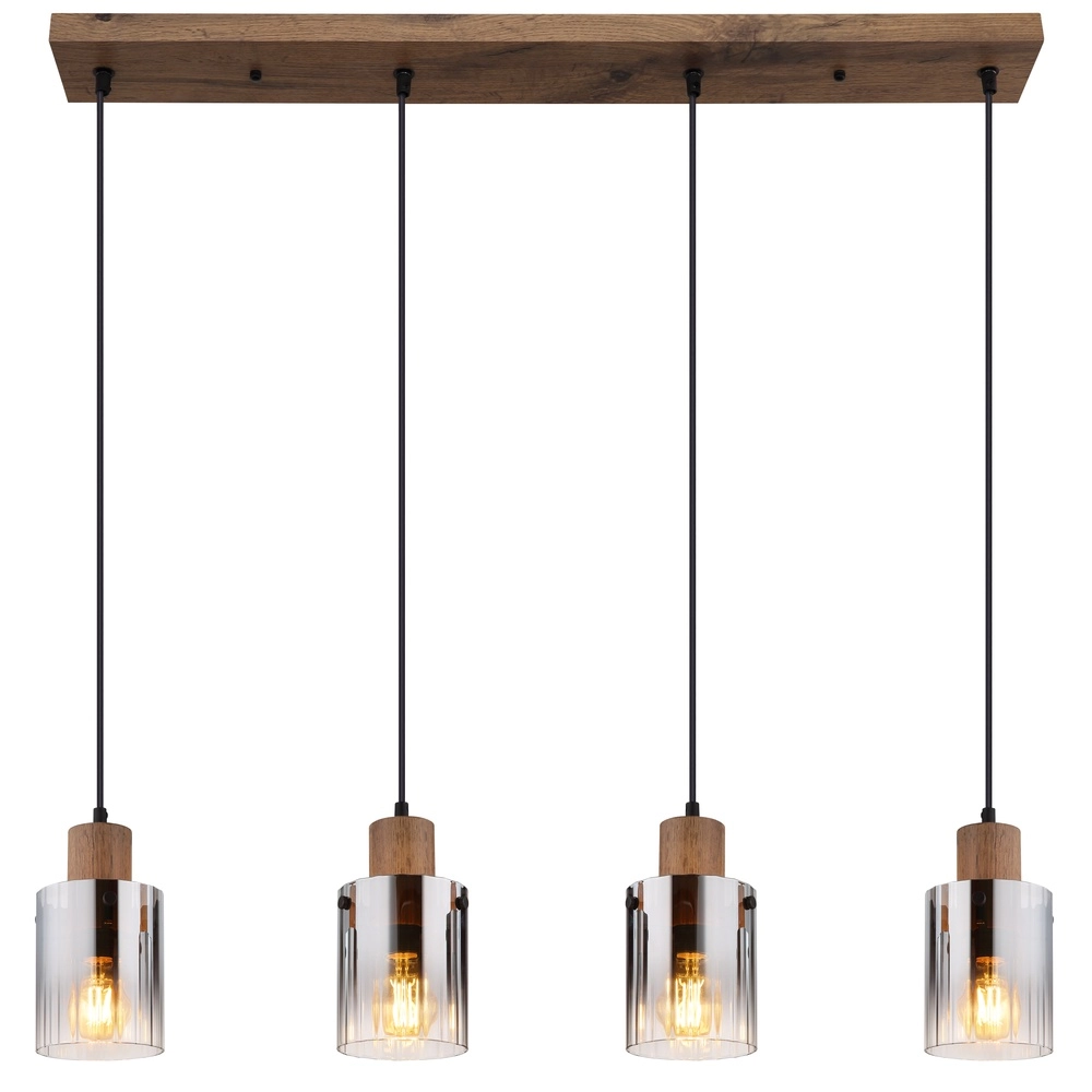 Hanglamp Underwood hout 4-lichts Globo 9007371507658