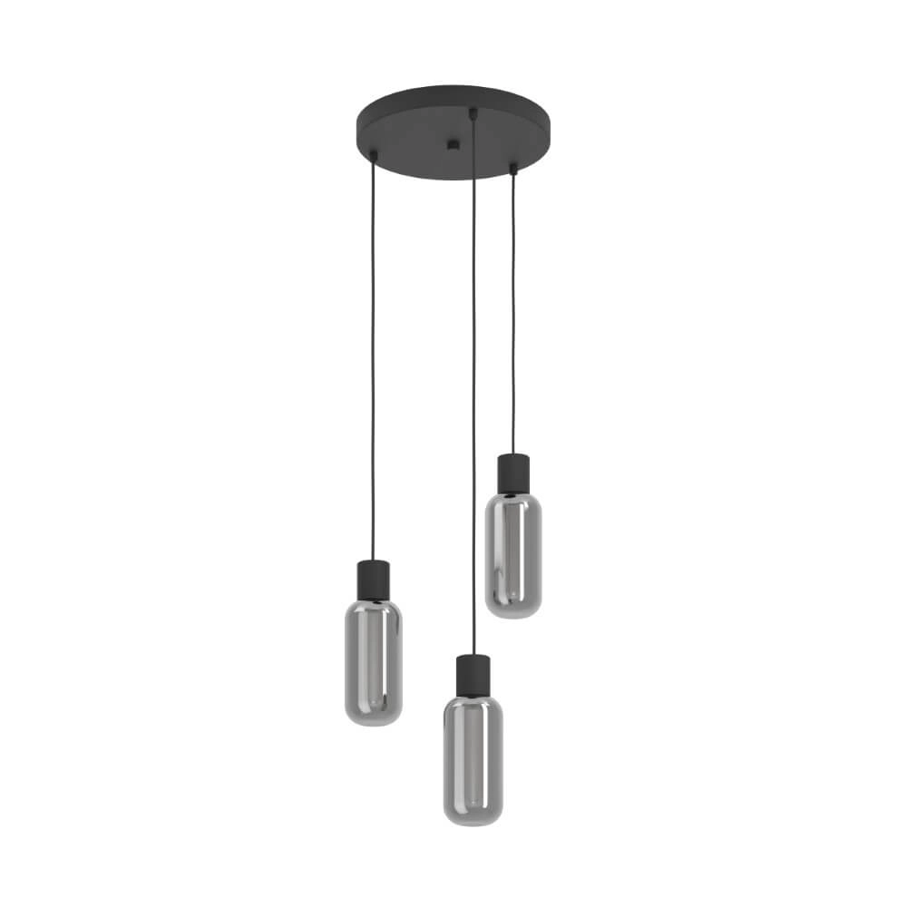3-lichts hanglamp Majone rond zwart 3-lichts hanglamp Majone rond zwart