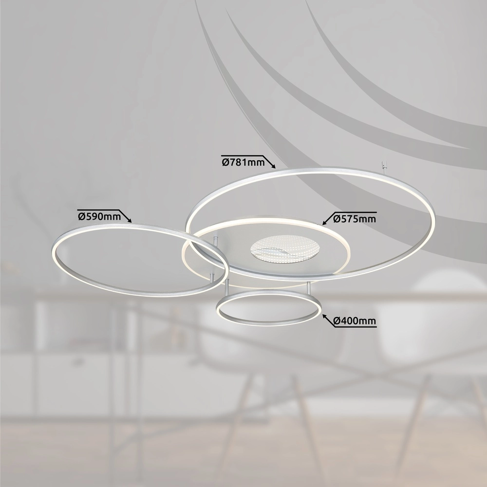 Moderne plafondlamp Invertina zilvergrijs 126cm Globo 9007371468836