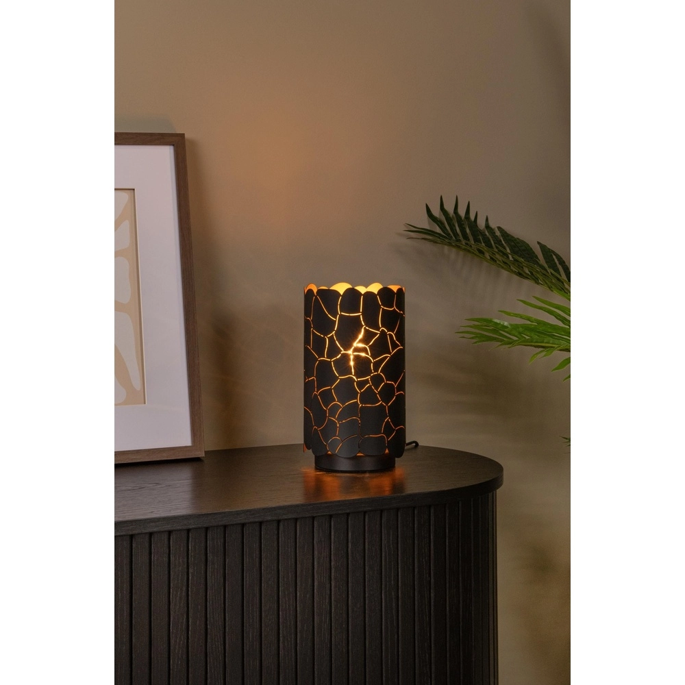 Tafellamp Almelo zwart met gouden binnenkant Ø 15cm Lucide 5411212211903