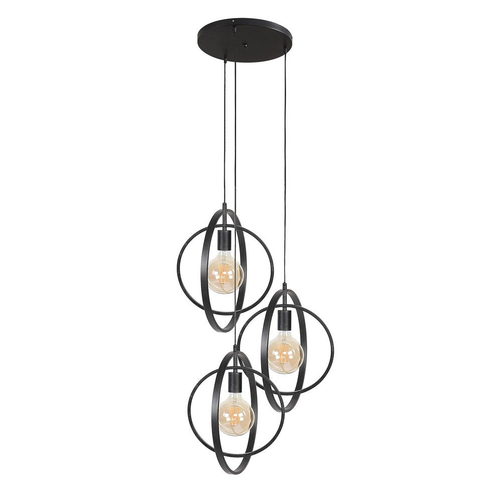 3-lichts hanglamp eettafel Turn Ø 40cm - charcoal - excl E27 Lyora 8716803513143