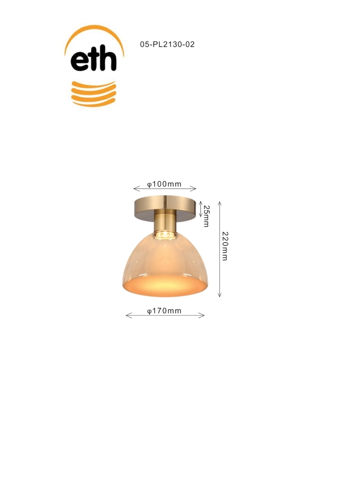 Gouden plafondlamp Lisa Ø 17cm ETH 8720195310228