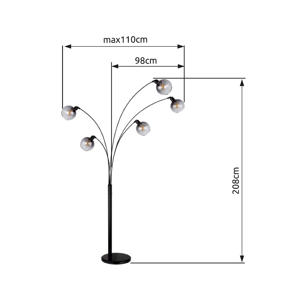 Vloerlamp Seymour zwart Globo 9007371457229