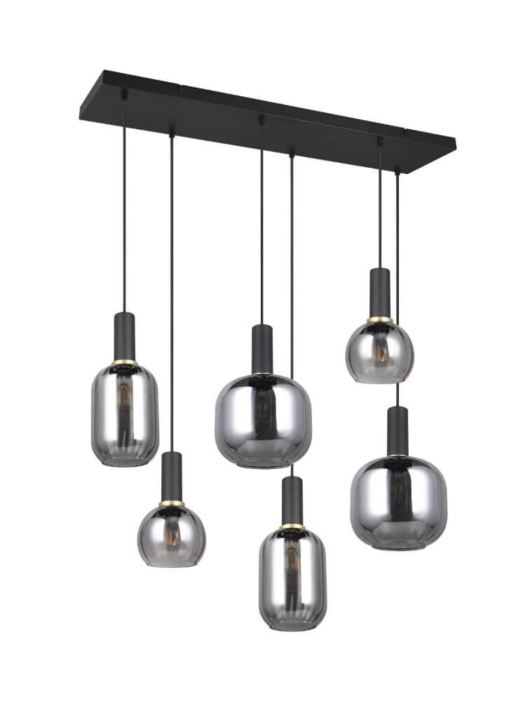 Eetkamer hanglamp Diva 6-lichts - smoke glas Trio 4017807614572