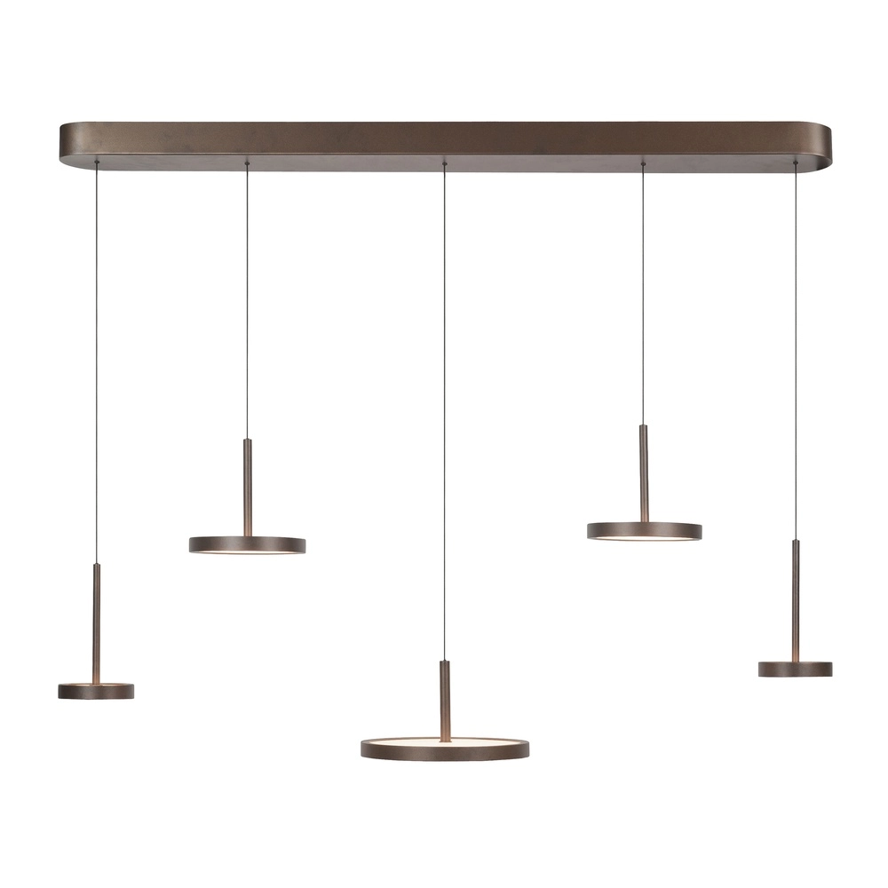 Strakke hanglamp Falcon choco bruin 5-lichts