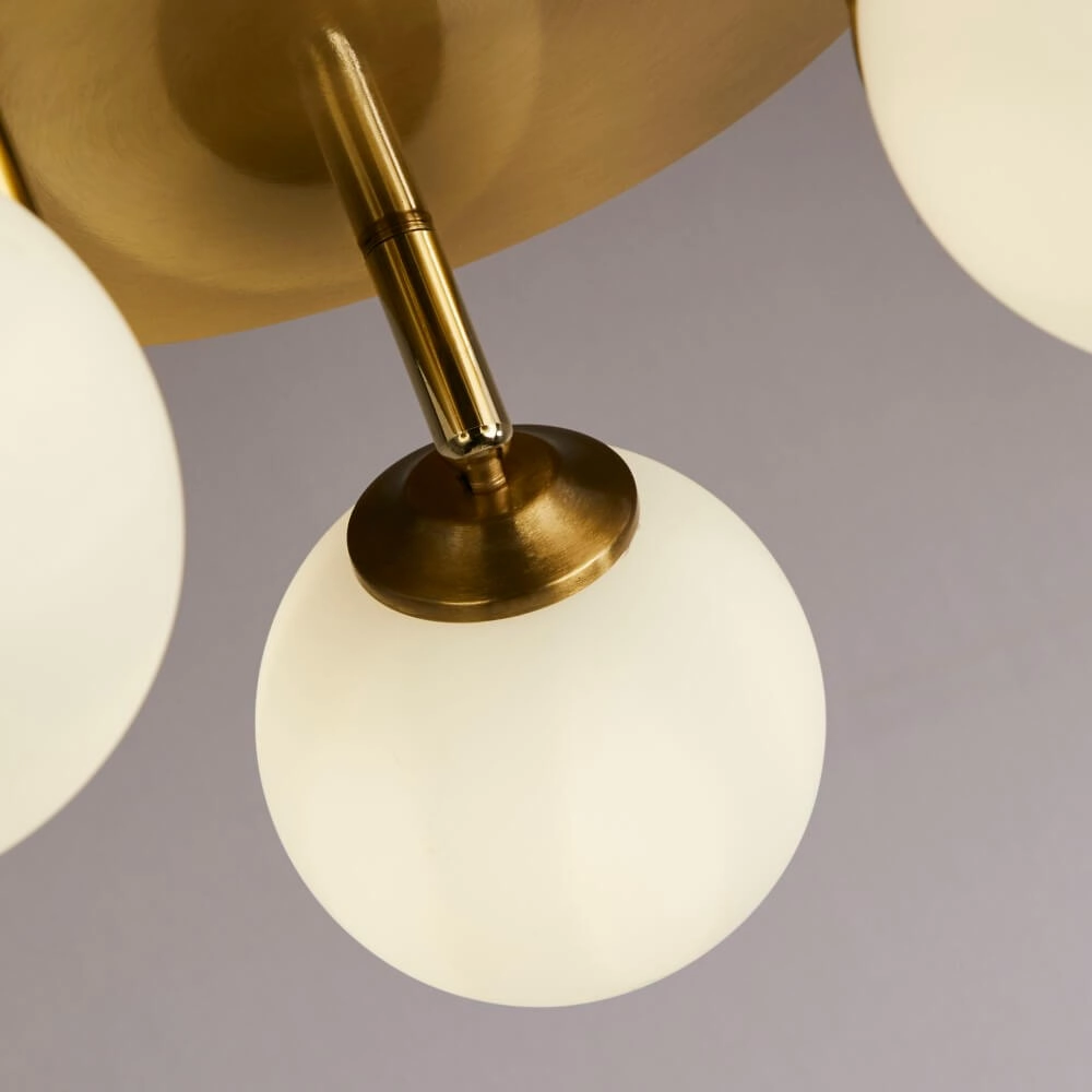 3-lichts plafondlamp Crosby goud met wit glas Searchlight 5053423242019