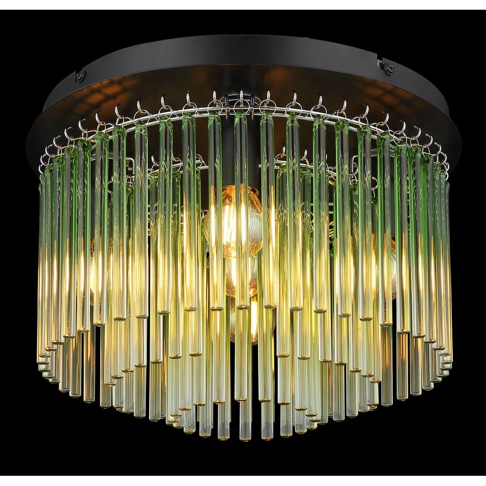 Zwarte plafondlamp Gorley met groen glas Ø 32cm Globo 9007371468980