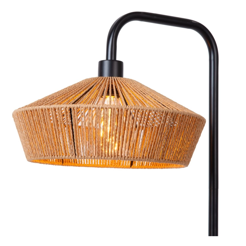 Vloerlamp Yunkai zwart met rotan Lucide 5411212106209