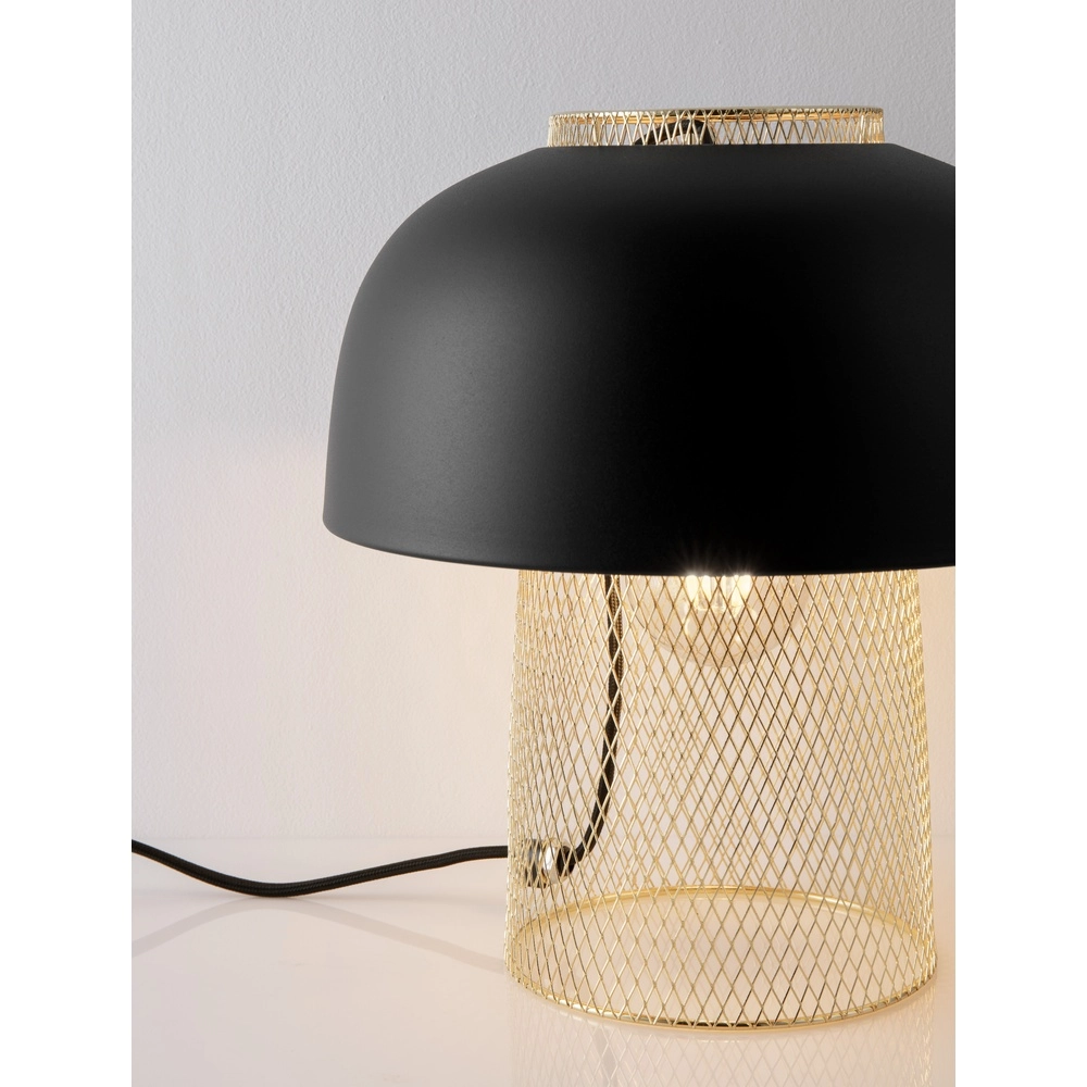 Tafellampje Sqube zwart met goud Lyora 5212017454782