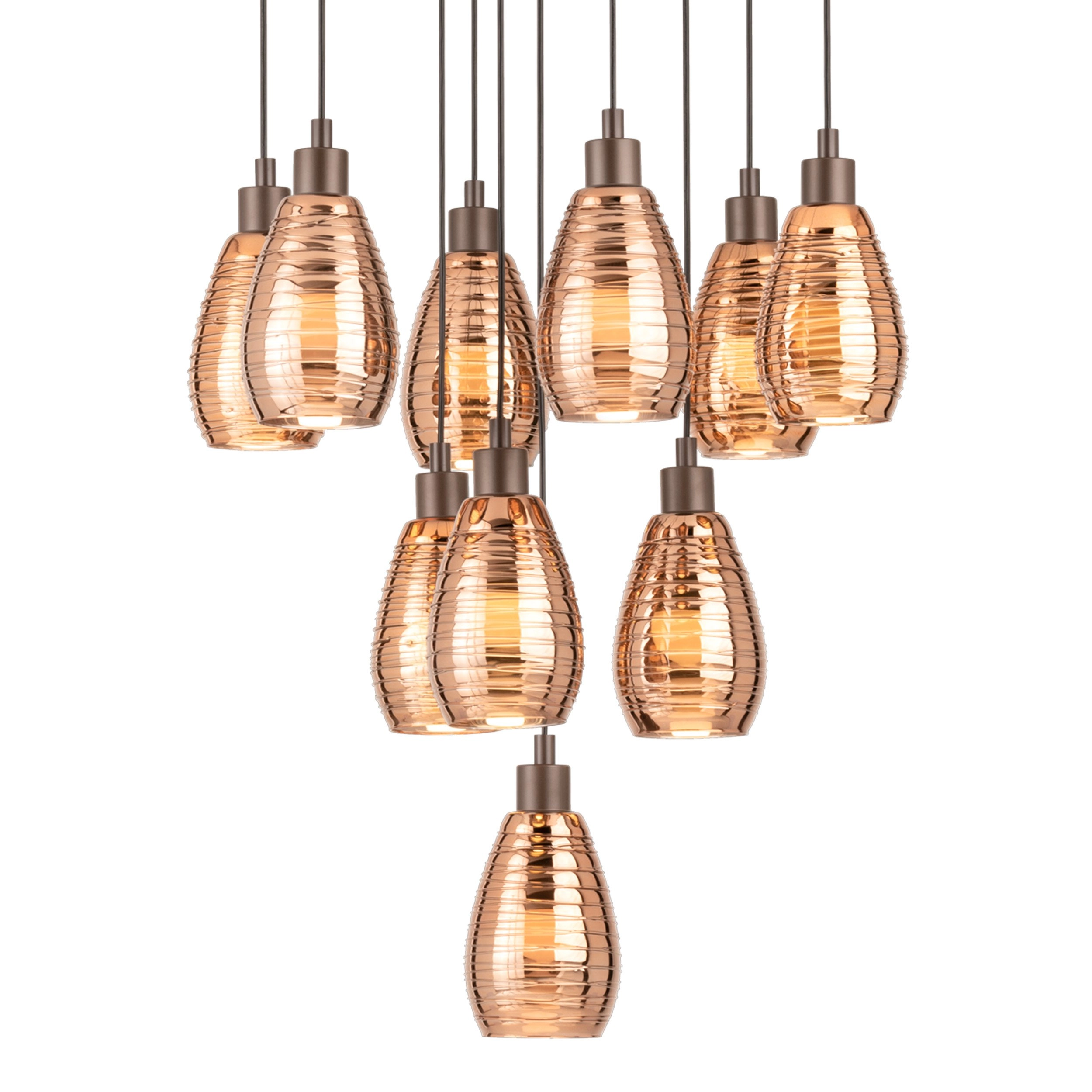 Design videlamp Siracusa 10-lichts bruin met koperglas Stars of Light 9002759395094