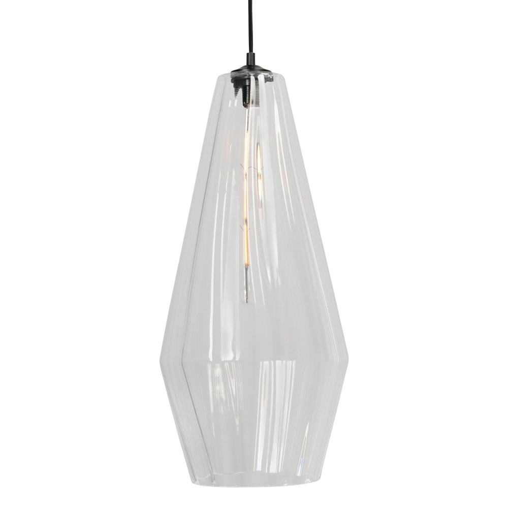Zwarte hanglamp Diamond 27cm met helder glas Masterlight 8718121259185