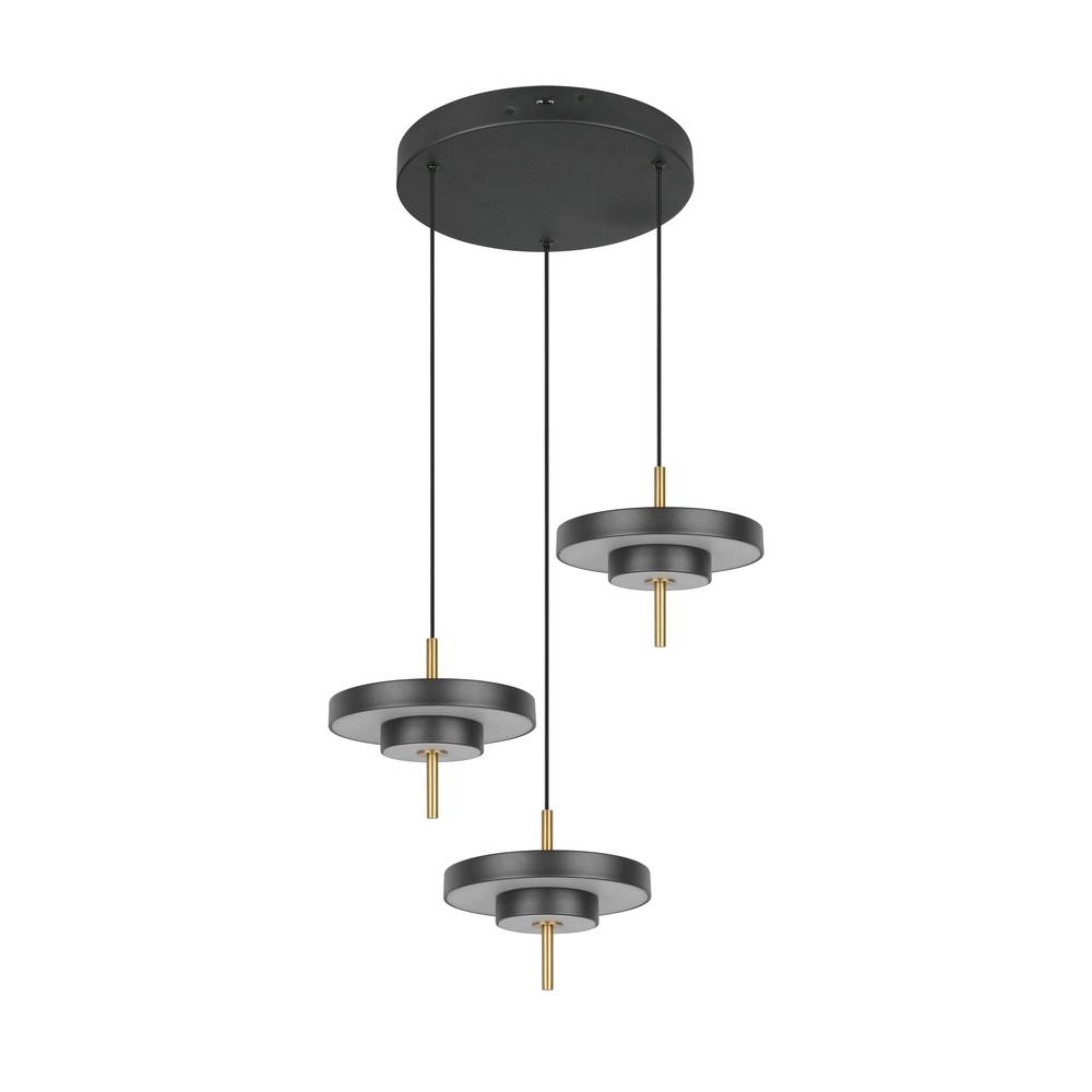 3-lichts hanglamp Keaton rond zwart met goud Trio 4017807655247