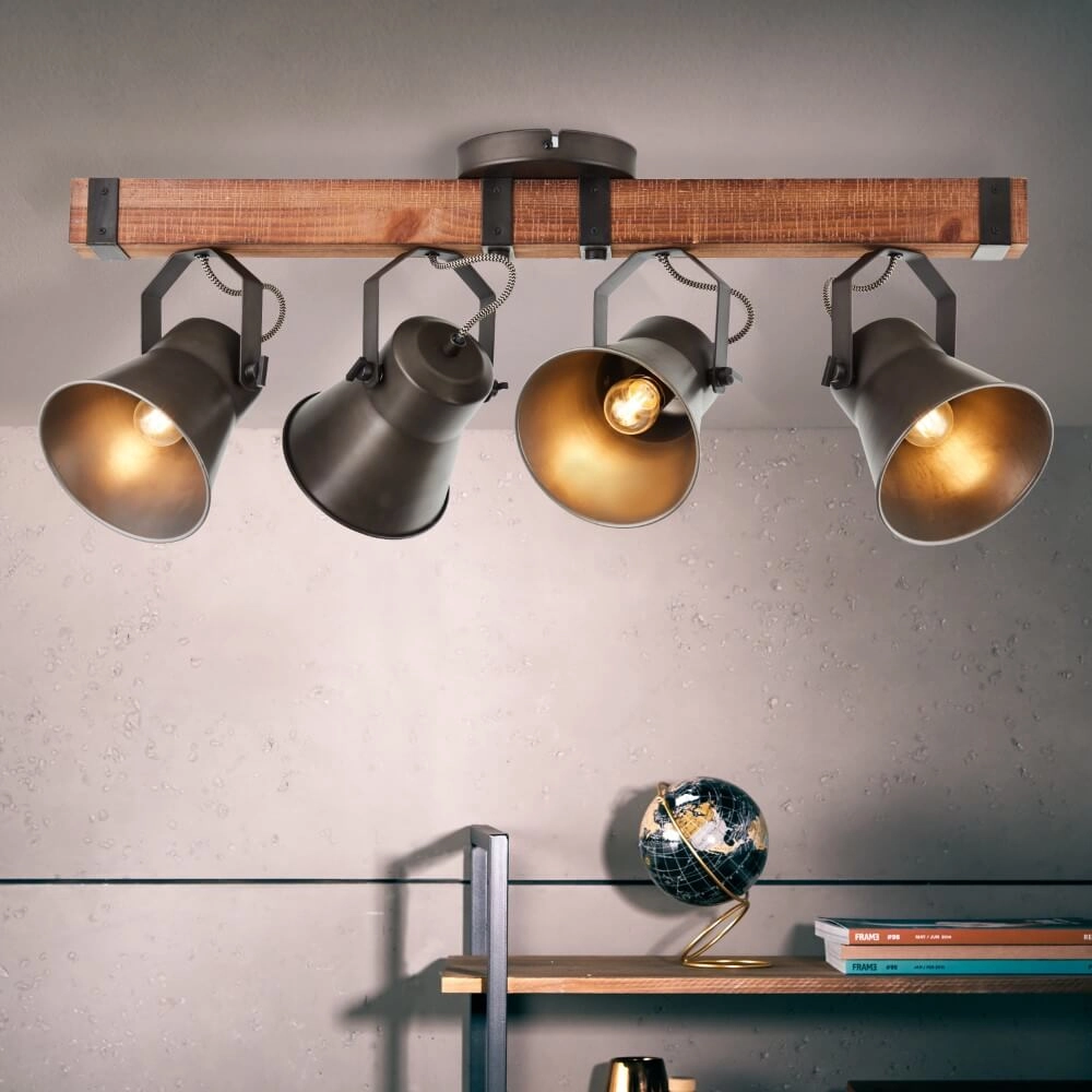 4-lichts plafondlamp Decca zwart met bruin Brilliant 4004353361456