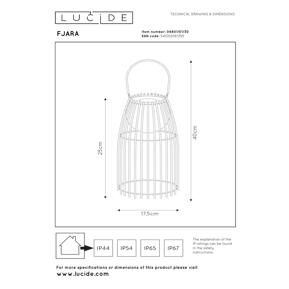 Oplaadbare tafellamp Fjara zwart Lucide 5411212061355
