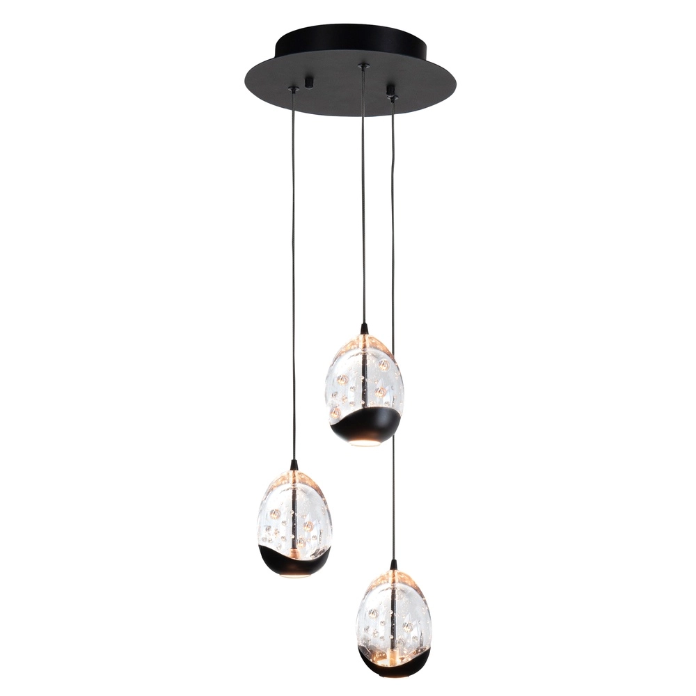 Hanglamp Clear Egg zwart 3-lichts
