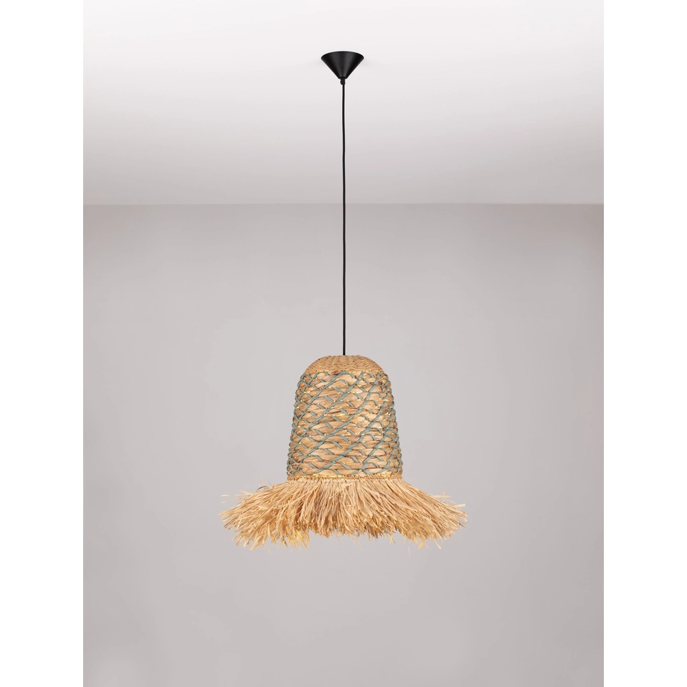 Stro lamp Sorello blauw met bruin Lyora 5212017477422