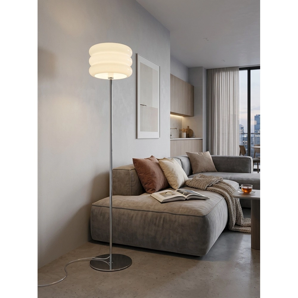 Design vloerlamp Tortora chroom met wit Ø 30cm Eglo 9008606405619