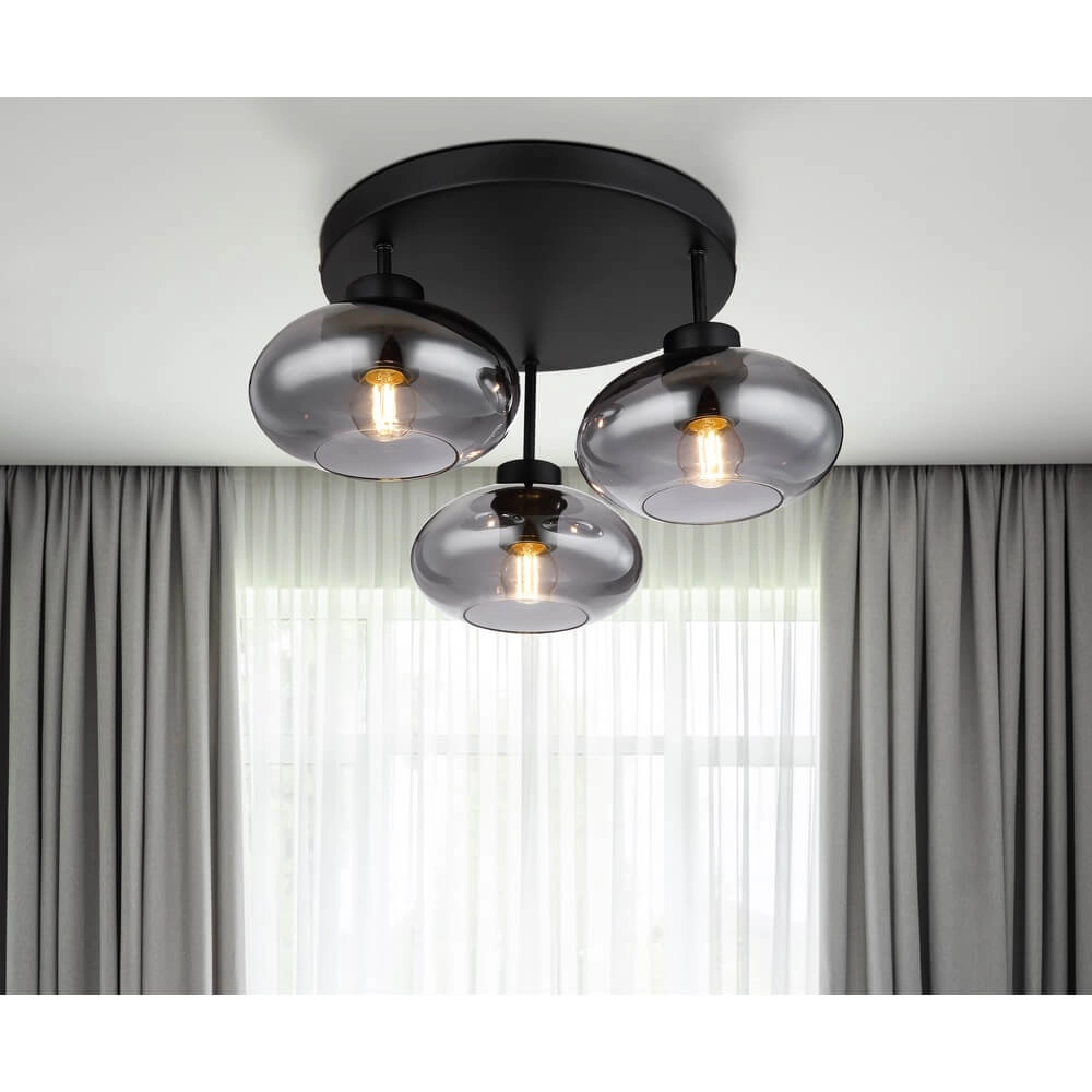 Zwarte plafondlamp Shaun 3-lichts Ø 40cm Globo 9007371439935