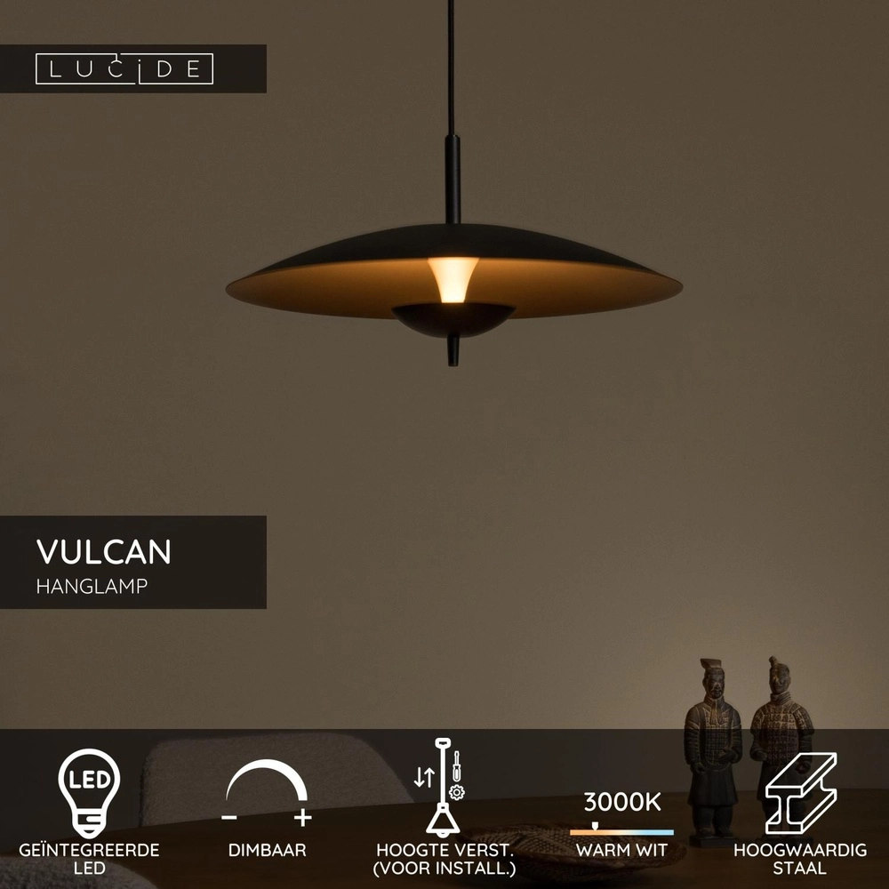 Design hanglamp Vulcan goud met zwart Lucide 5411212303455