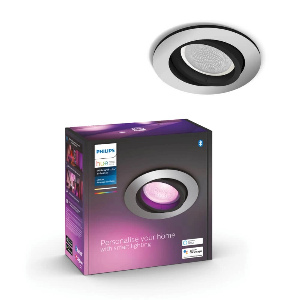 Ronde inbouwspot Hue Centura - White and Color richtbaar zilvergrijs Philips 8720169318793