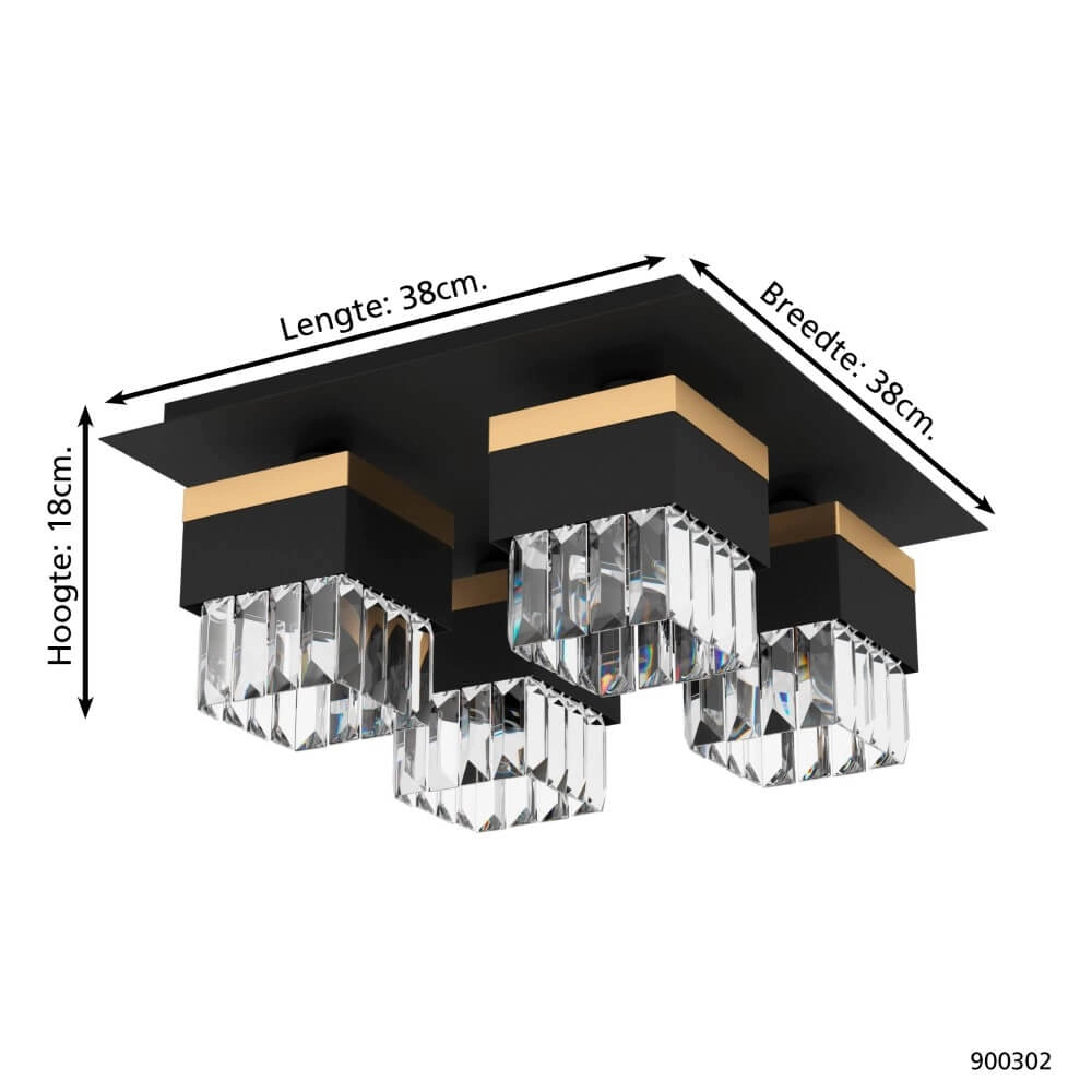 Design plafondlamp Barrancas zwart met goud Eglo 9008606242764