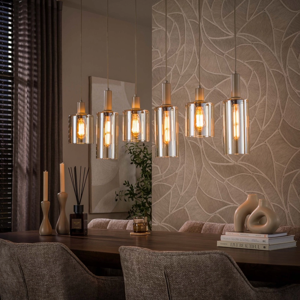 Design hanglamp Sepiora 6-lichts zand bruin Lyora 8716803515291
