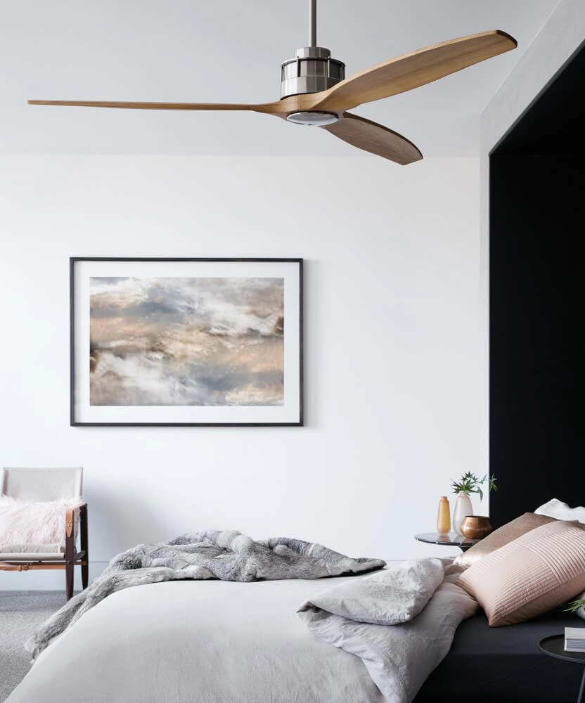 Houten plafondventilator met RVS Airfusion Akmani Ø 152cm Beacon 9333509103981