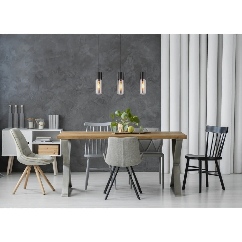 Strakke hanglamp Annika 3-lichts zwart Globo 9007371478170
