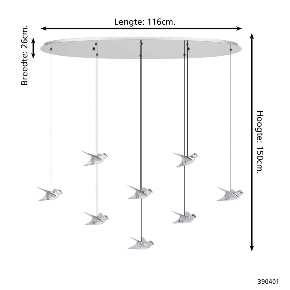 8-light hanging lamp Paratebueno 1 chrome Stars of Light 9008606292226