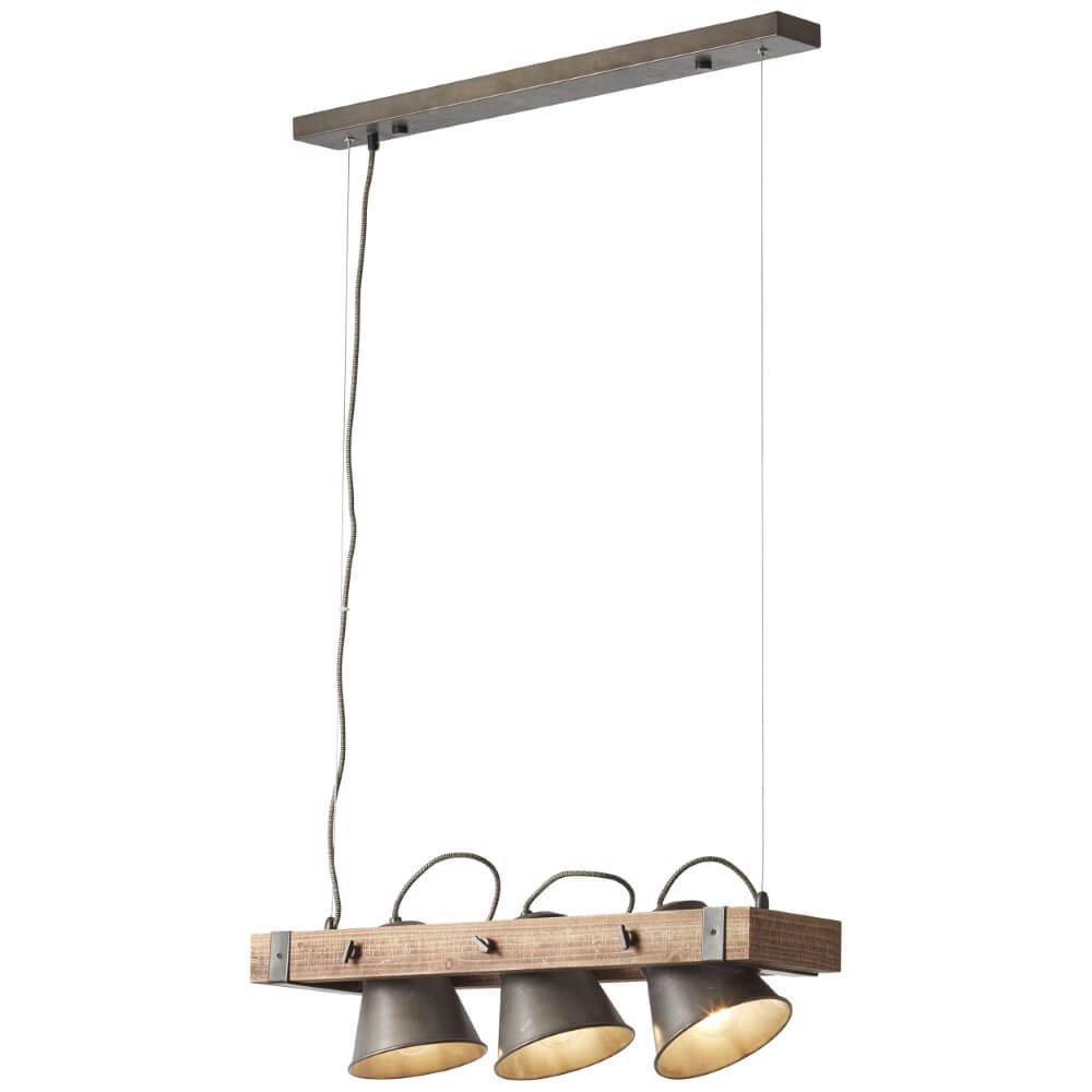 3-lichts hanglamp Decca zwart met bruin Brilliant 4004353361487