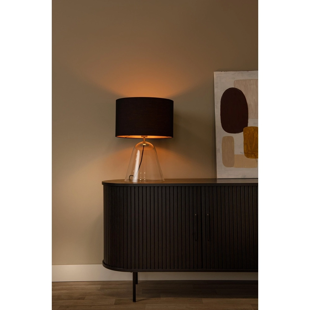 Tafellamp Campana glas met zwarte kap 25cm Lucide 5411212345813