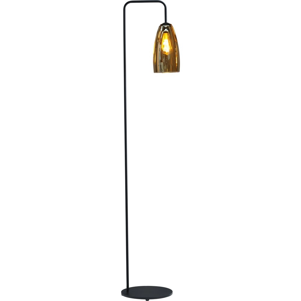 Zwarte vloerlamp Quinto met gestreept glas Zwarte vloerlamp Quinto met gestreept glas
