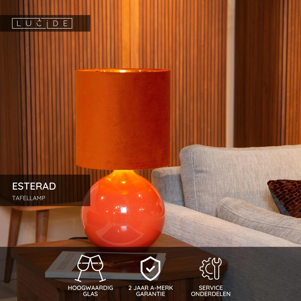 Oranje schemerlamp Esterad Ø 24cm Lucide 5411212105967