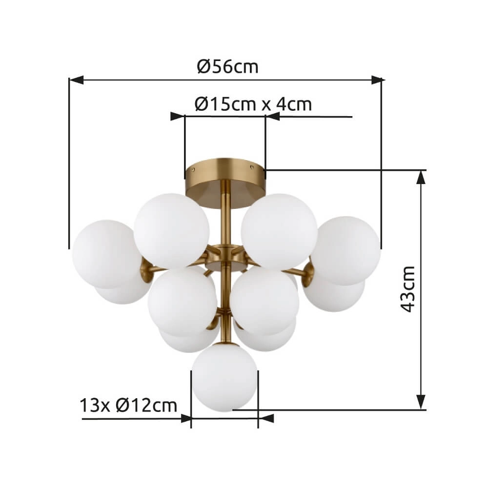 Gouden plafondlamp Grappy 13-lichts Globo 9007371453122