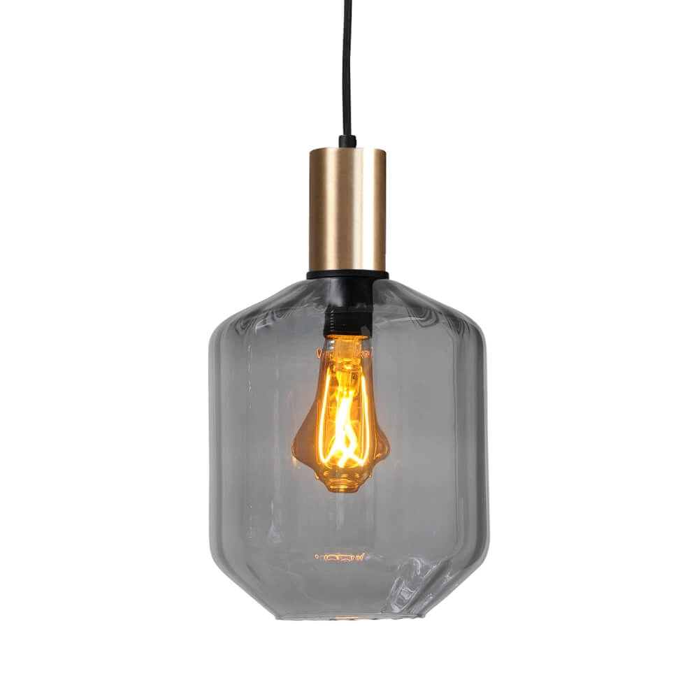 3-lichts hanglamp - goud - Porto met Jagger smoke glazen Masterlight 8718121269672