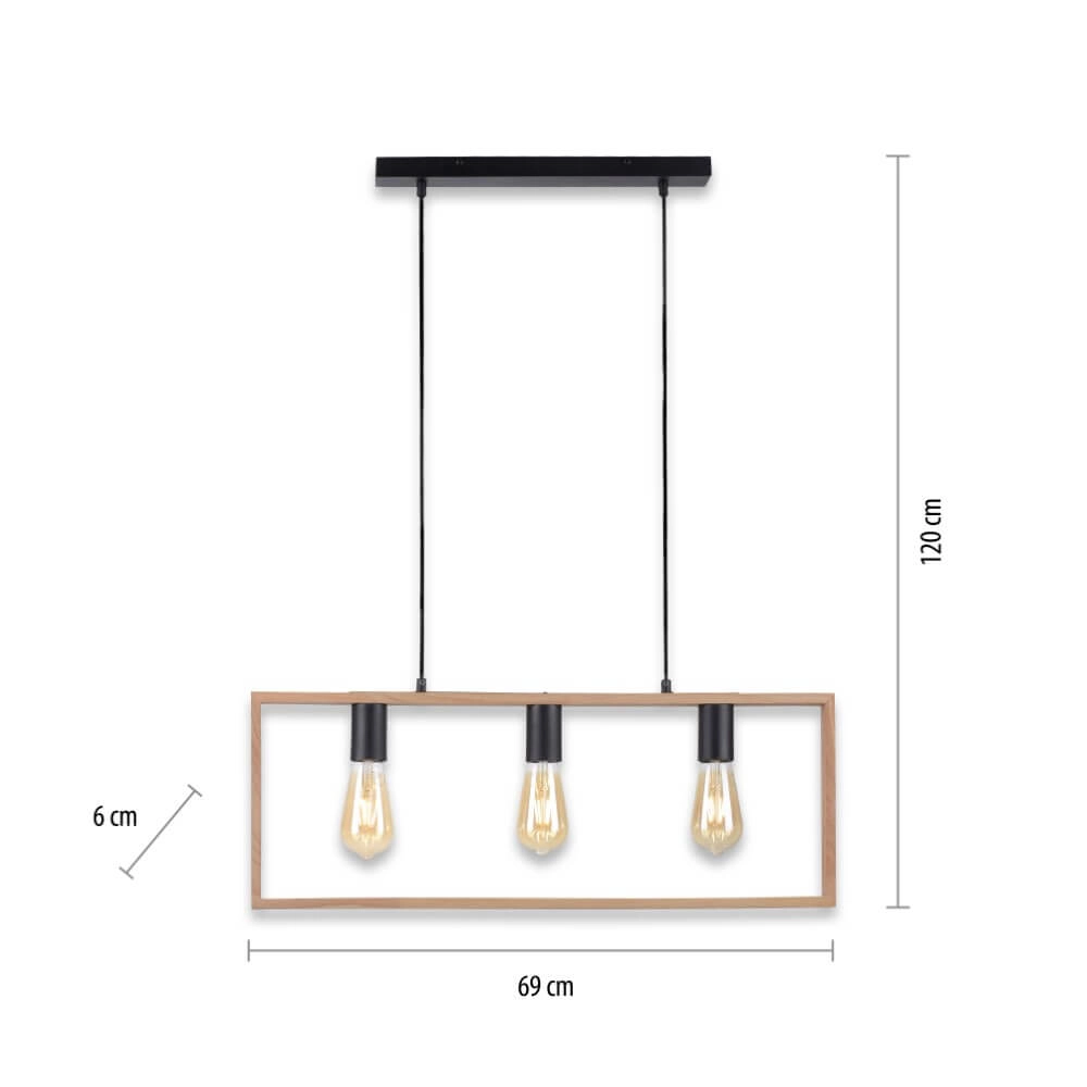 Landelijke hanglamp Franky 3-lichts Just Light 4043689966430