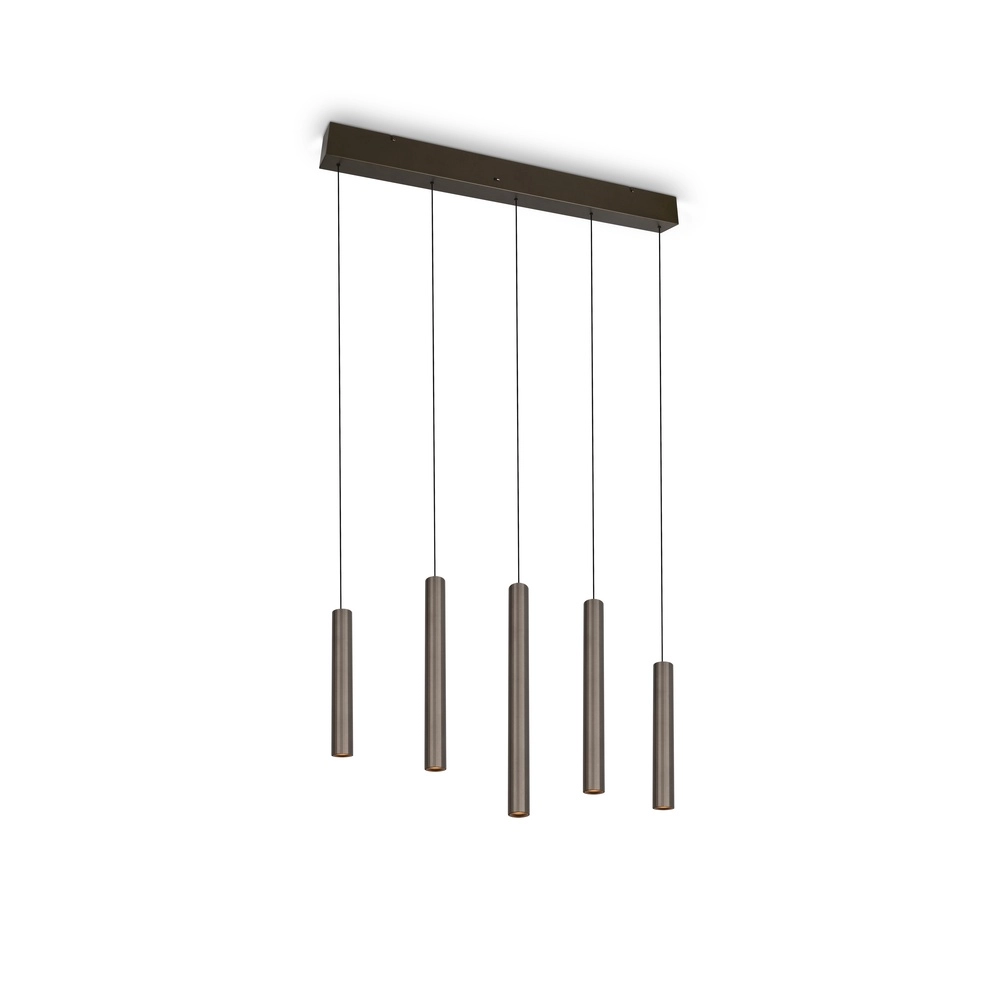 Strakke hanglamp Arimato 5-lichts platinum
