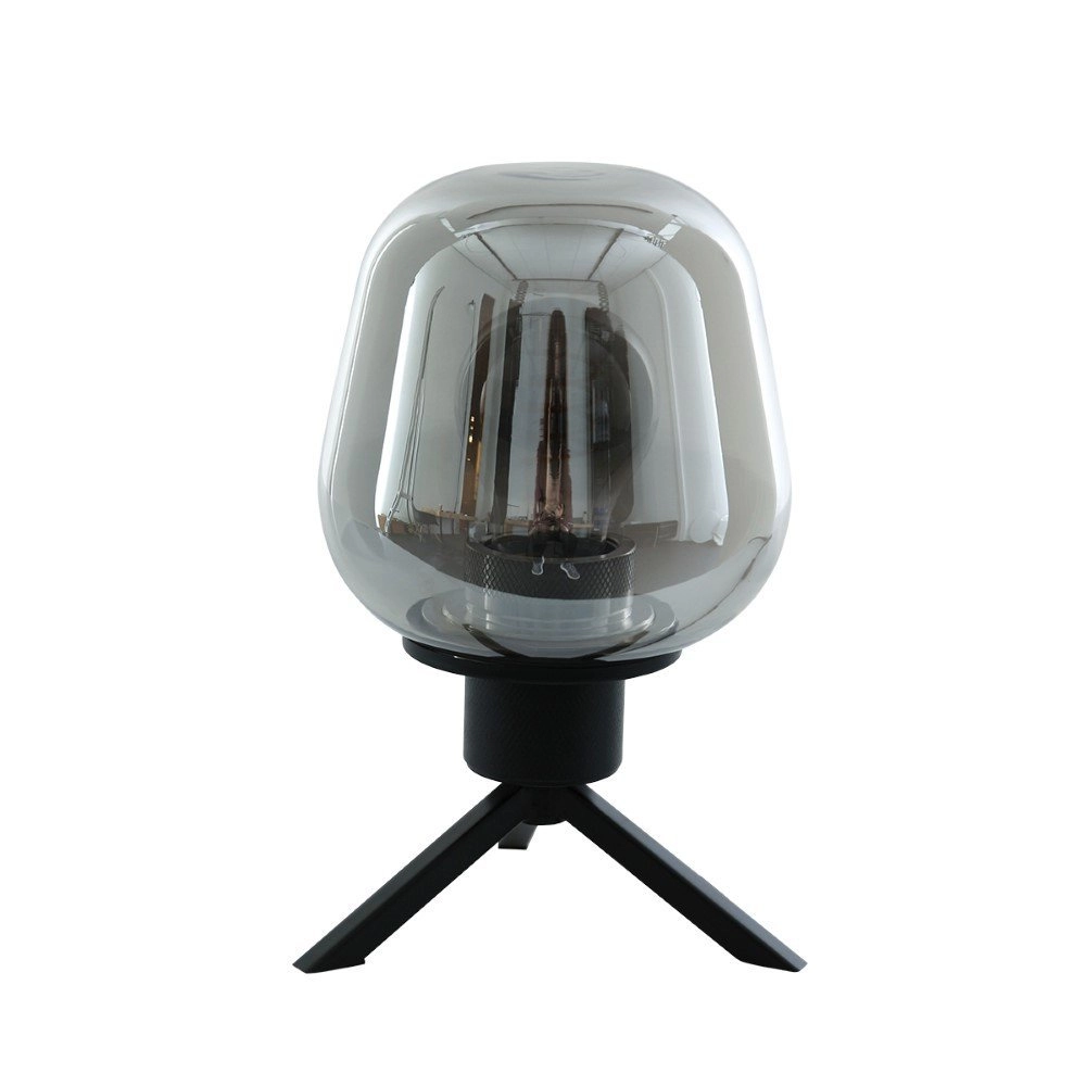 Glazen tafellamp Reflexion 14cm zwart met smoke glas Steinhauer 8712746132625
