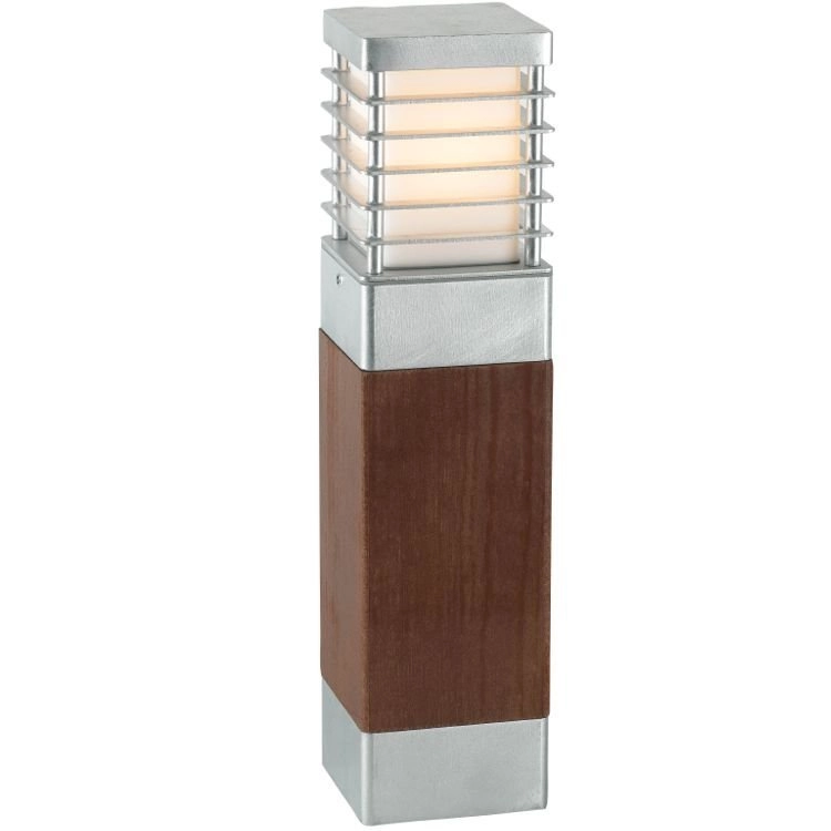 Houten lamp Selham 49cm met aluminium details