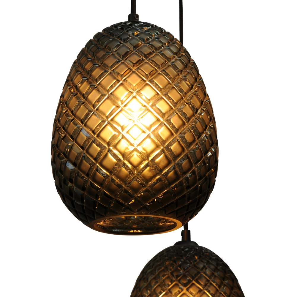 Zwarte hanglamp Pineapple 6-lichts met rookglas Masterlight 8718121209920