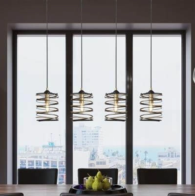 Hanglamp Spring 4-lichts zwart met goud Searchlight 5053423185736