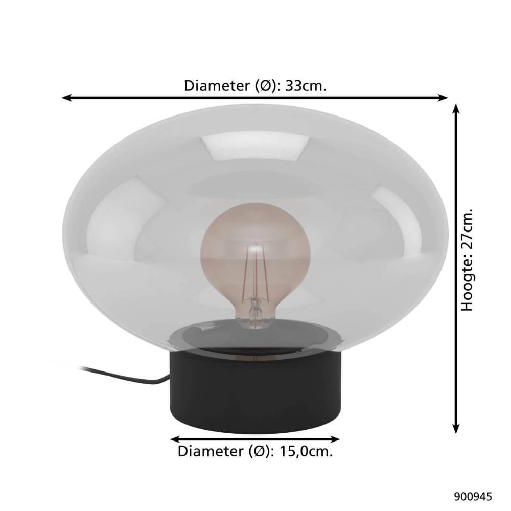 Smoke glas tafellamp Madonnina Ø 33cm Eglo 9008606274963