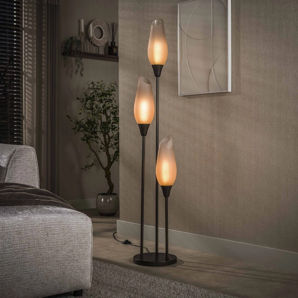 Glazen vloerlamp Cocoon 3x E27 - 168cm - frosted glas