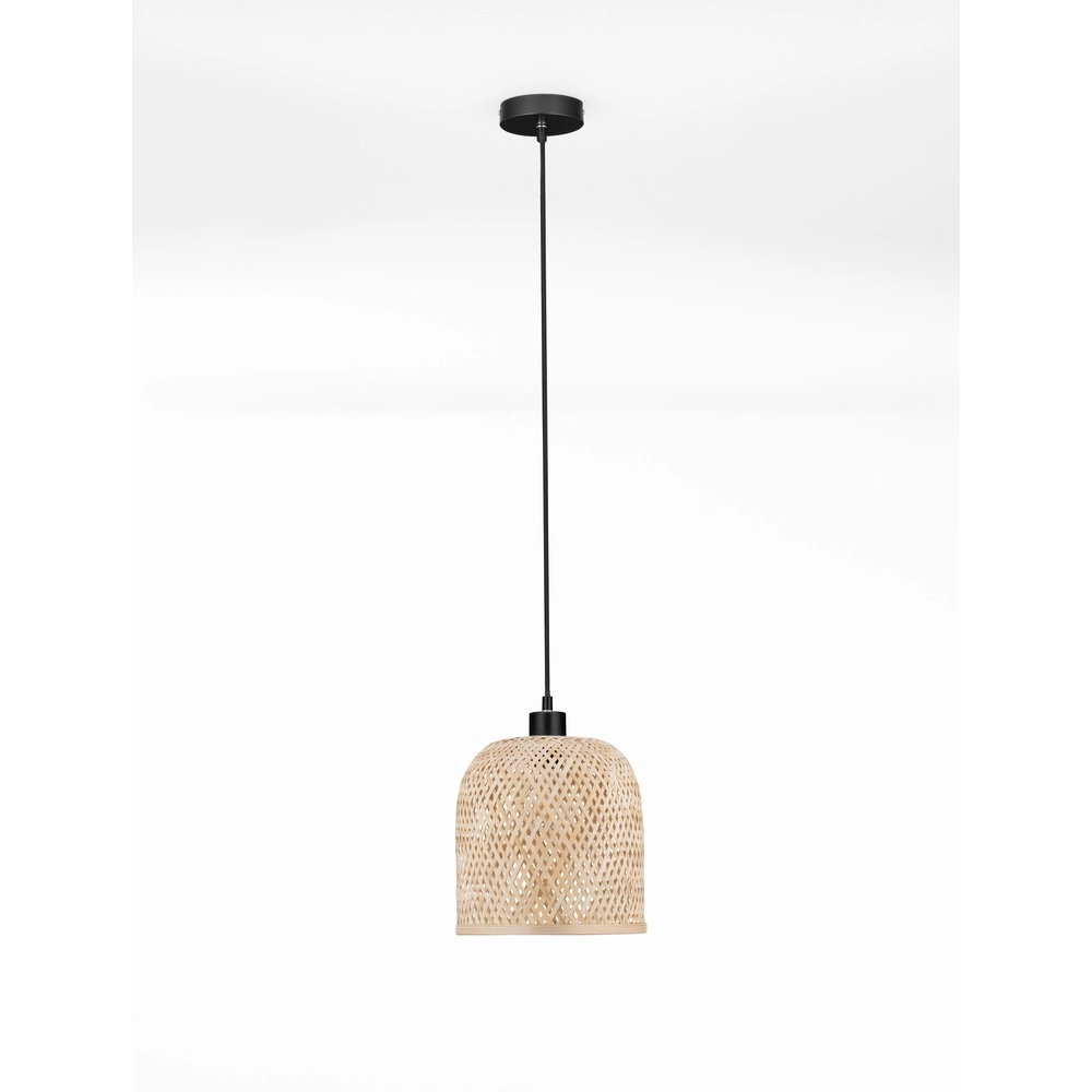 Hanglamp Intra zwart met bamboe kapje Lyora 5212017454829