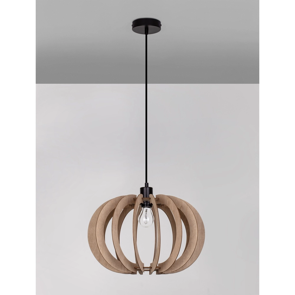 Houten hanglamp Ottoline donker Ø 40cm Lyora 5212017436207