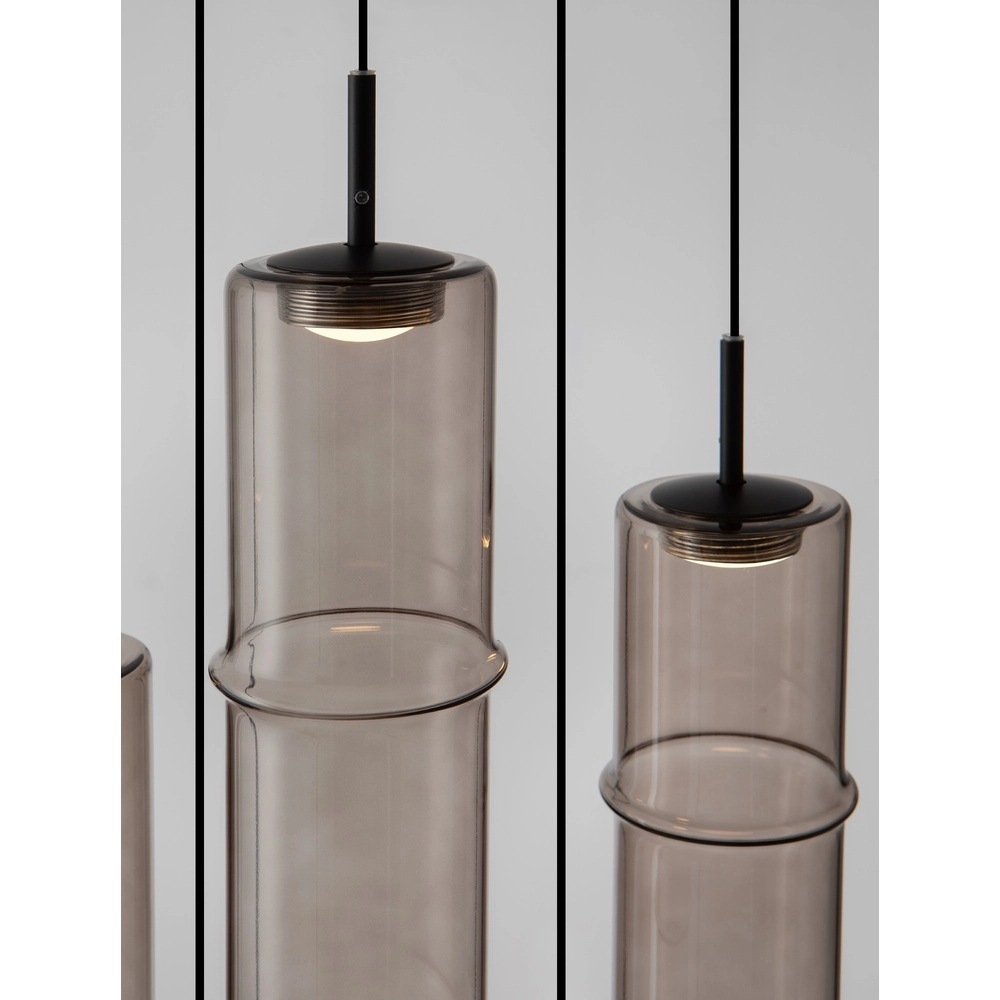Unieke hanglamp Sano rond 5-lichts smoke glas Lyora 5212017474056