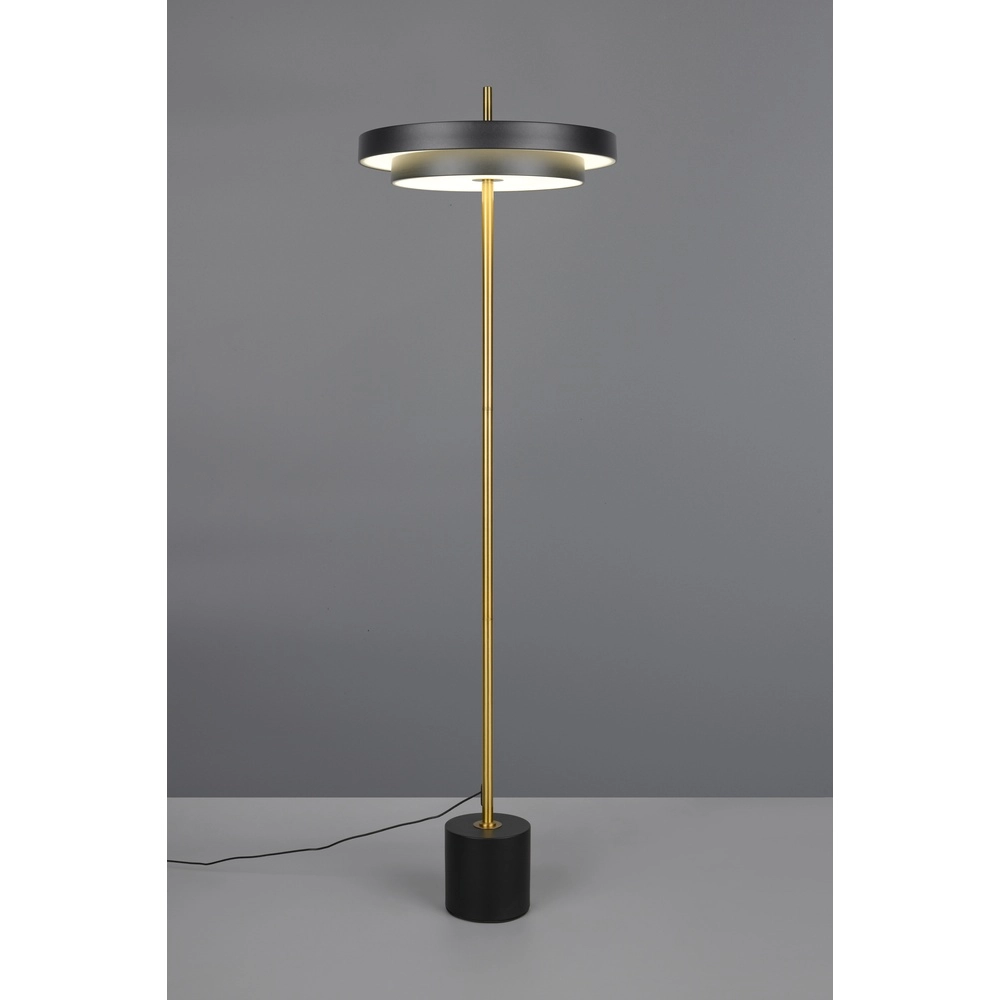 Moderne vloerlamp Keaton zwart met goud Trio 4017807655926